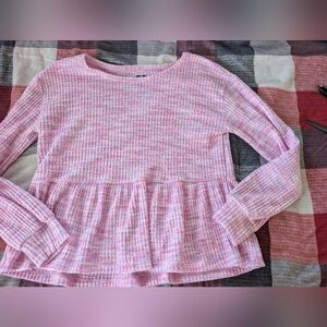 SO Pink Textured Long Sleeve Kids Top